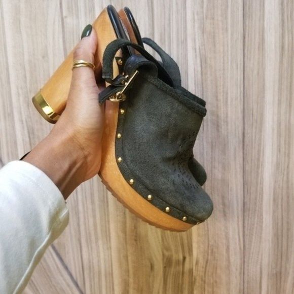 Tory Burch Suede Brayden Slingback Black Clogs - Picture 2 of 16